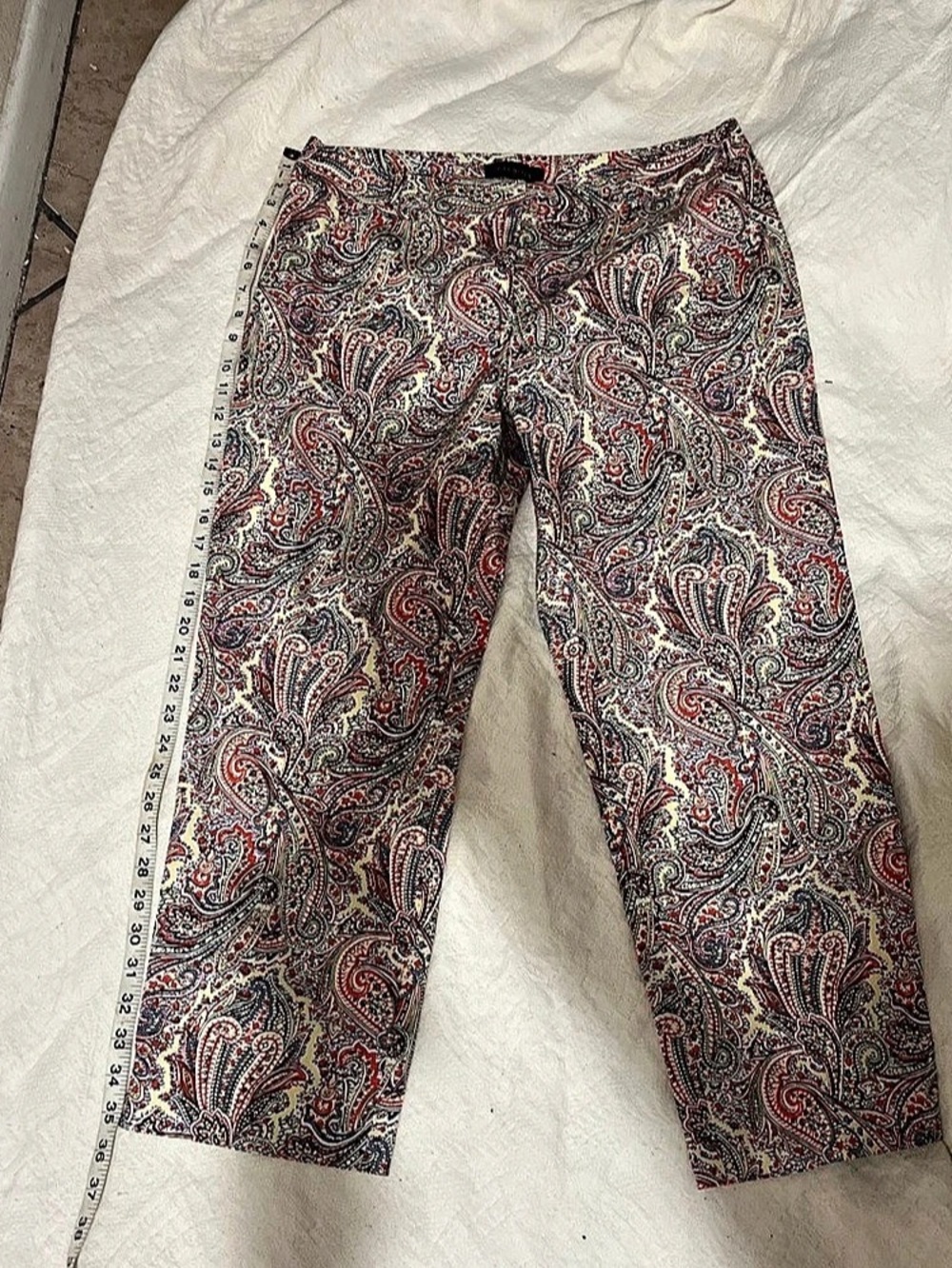 Talbots Paisley Ankle Pants in Red & Blue Like New